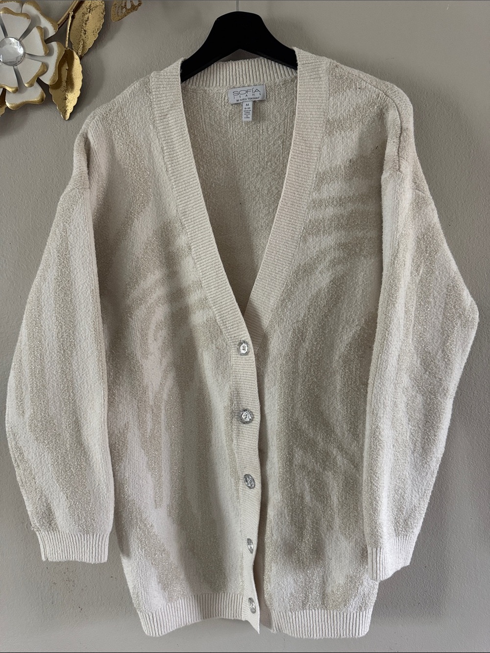 sofia by sofia vergara Cream Button-Front V-Neck Cardigan